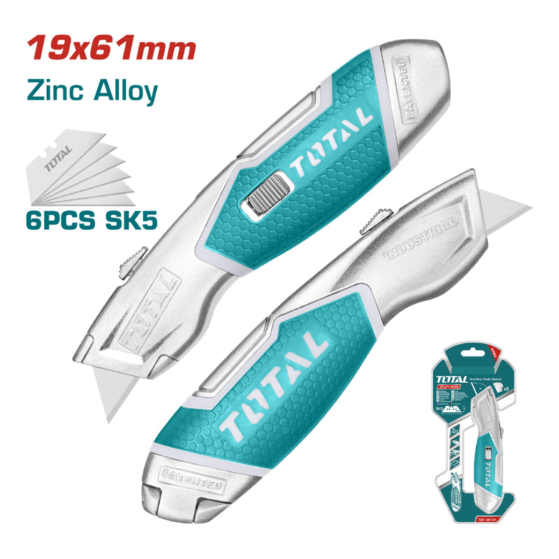 Exacto de 175 mm. Con cuchillas de 61 mm x 19 mm. SK5. Con 6 cuchillas de repuesto.