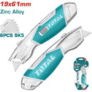 Exacto de 175 mm. Con cuchillas de 61 mm x 19 mm. SK5. Con 6 cuchillas de repuesto.