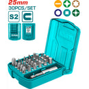 Juego de puntas Destornilladores tipo broca. 25mm. 29 pzas.