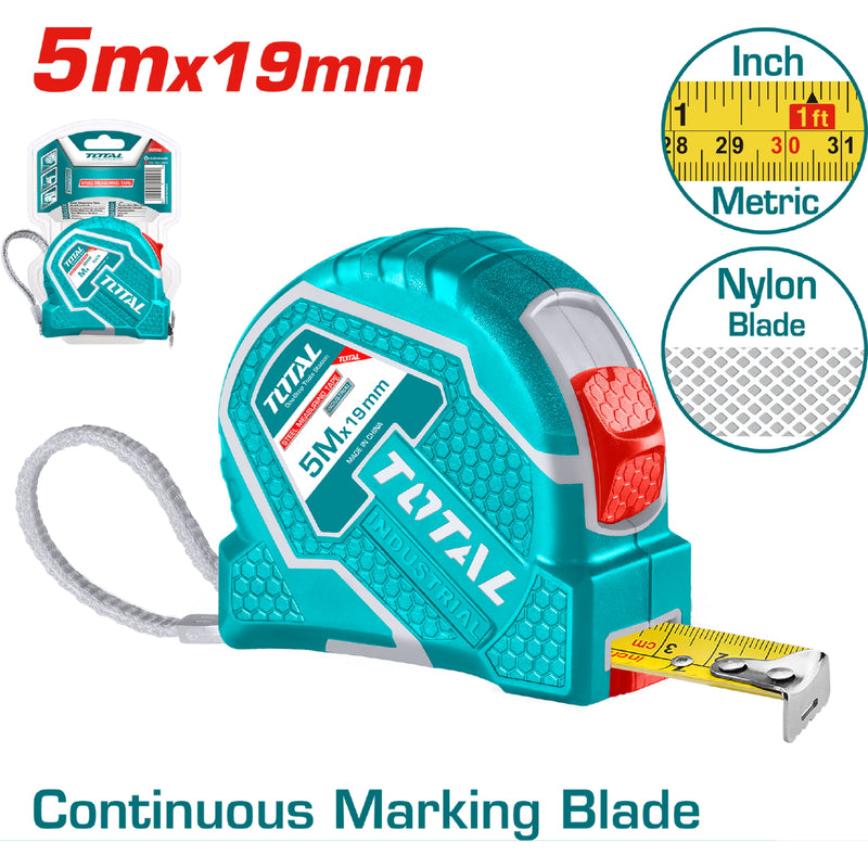 Cinta Métrica (métrico / pulgada). Acero de 5m. Ancho 19mm.