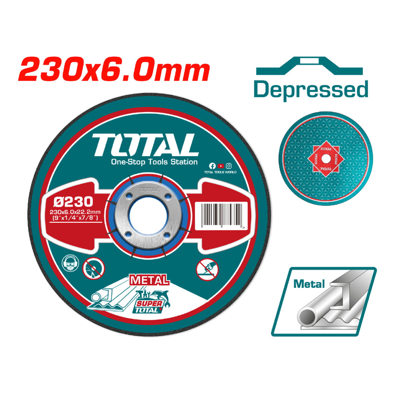 Disco de desbaste para metal concavo 230 mm ( 9") X 6.0mm ( 1/4")X 22.2 mm( 7/8")