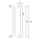 Tirador en forma de "C" satinado.