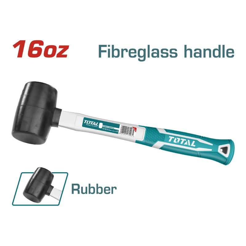 Mazo de goma 16oz/450g. Mango de fibra de vidrio.