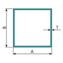Tubo Cuadrado  4" x 4"  Espesor 1.8 mm. Largo 5.85 mts. Acabado Anodizado Silver 15 Mic
