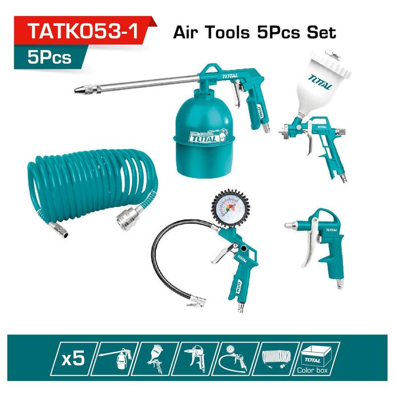 Juego de herramientas neumáticas de 5 piezas.