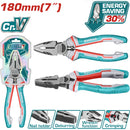 Alicate de combinacion 7"/180mm Cr-V. De alto apalancamiento ahorran el 30% de la fuerza aplicada.