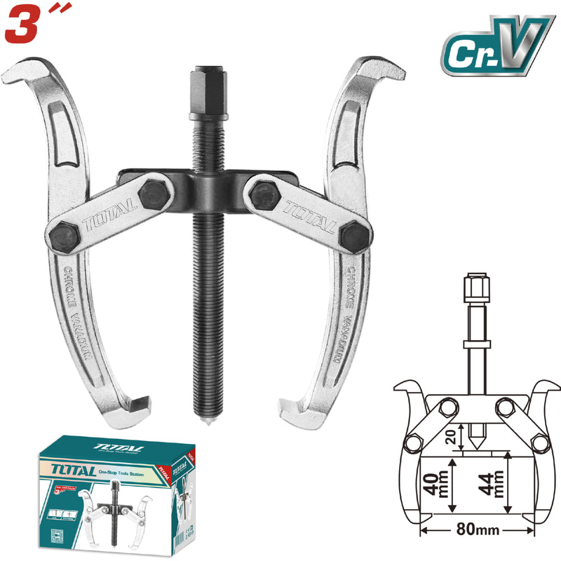 Extractor de 2 mandibulas de 3". Maxima Fuerza 2000 kg Cr-v, Tratamiento termico.