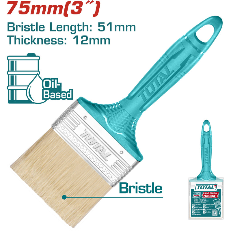 Brocha de 3" (75mm). Largo 51mm grueso del pelo 12mm. Mango de plástico.