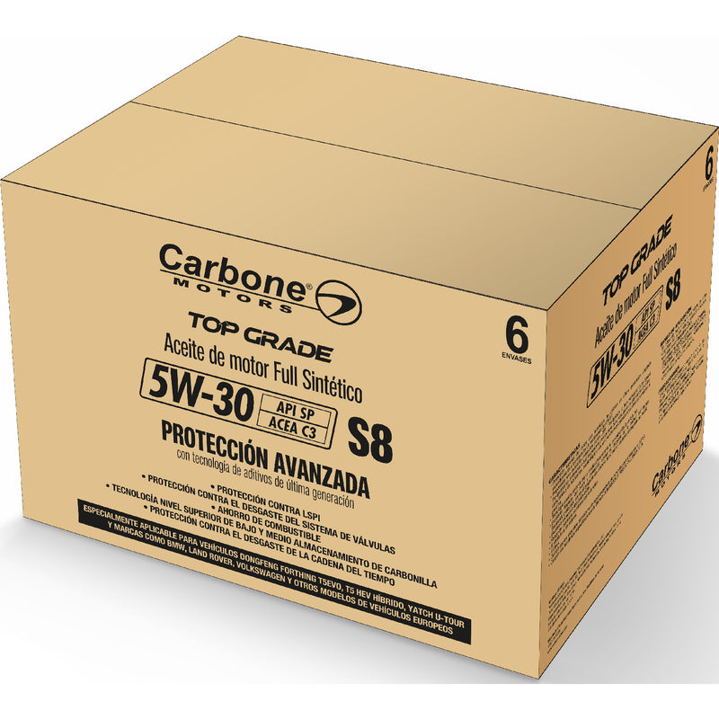 ACEITE DE MOTOR API SP 5W30 FULL SINTÉTICO (TOP GRADE) GASOLINA S8 ACEA C3 CARBONE MOTORS (1  galon)