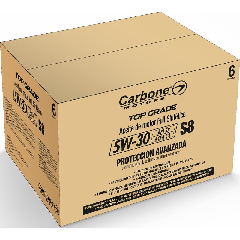 ACEITE DE MOTOR API SP 5W30 FULL SINTÉTICO (TOP GRADE) GASOLINA S8 ACEA C3 CARBONE MOTORS (1  galon)