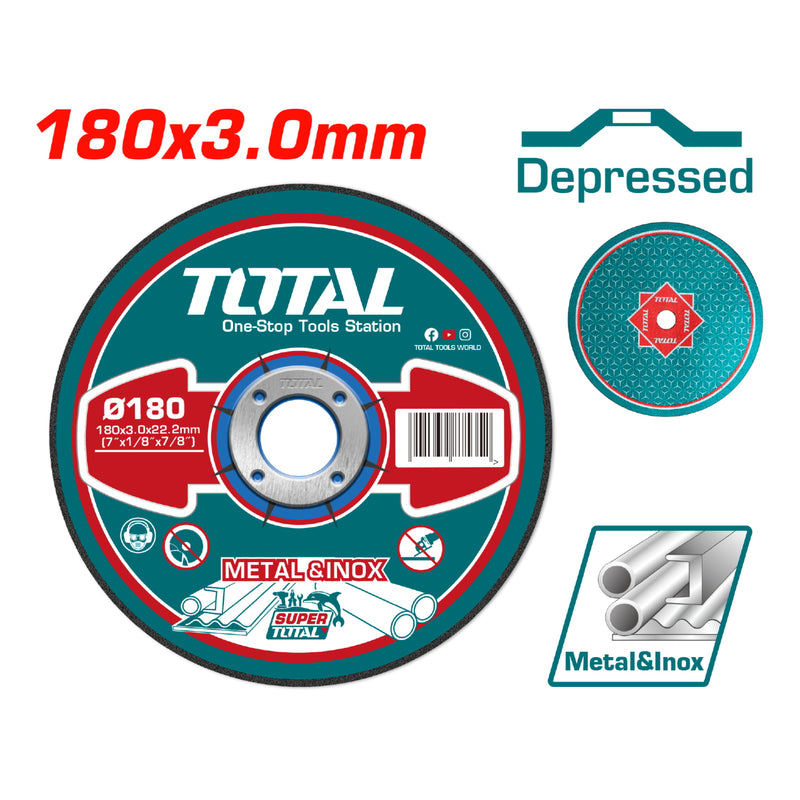 Disco de corte para metal concavo 180 mm ( 7" )X 3.0mm ( 1/8" )X 22.2mm ( 7/8" )