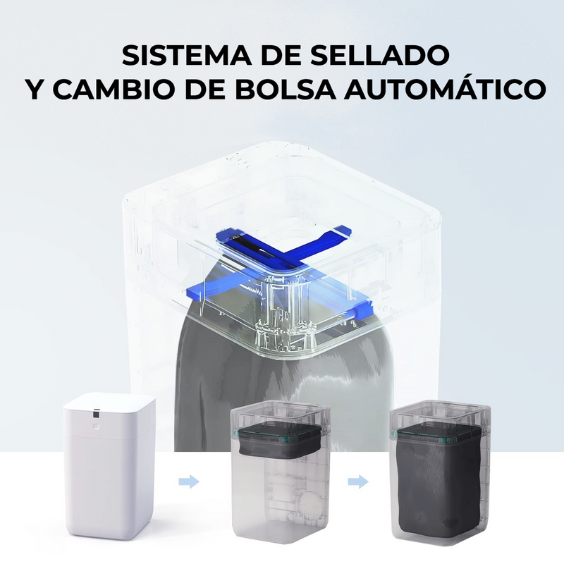 Basurero inteligente con autosellado y cambiador de bolsa automático, sensor de movimiento Papelera Robotica Airdeer