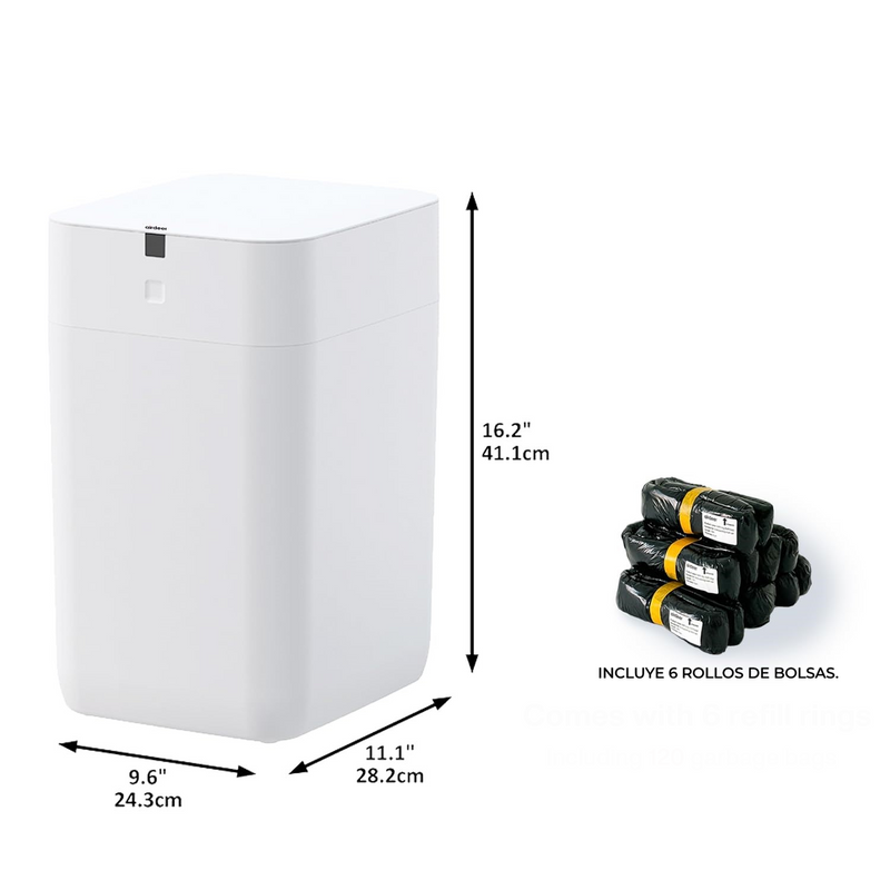 Basurero inteligente con autosellado y cambiador de bolsa automático, sensor de movimiento Papelera Robotica Airdeer