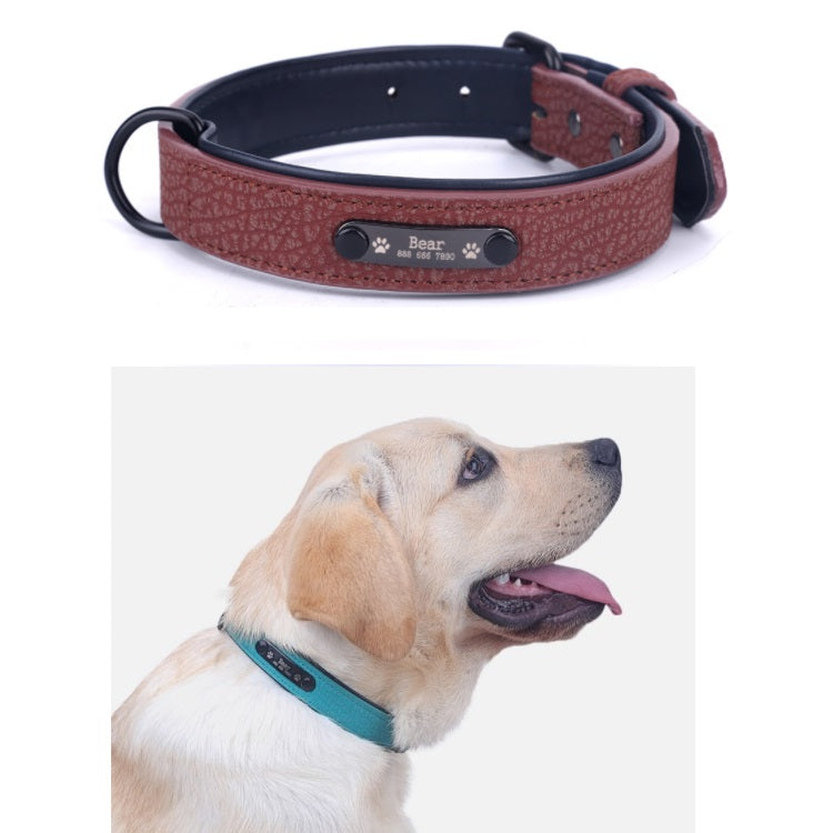 Collar de cuero para mascotas, Talla S. 34x1.7cm (Largo x Ancho) Color Rojo.