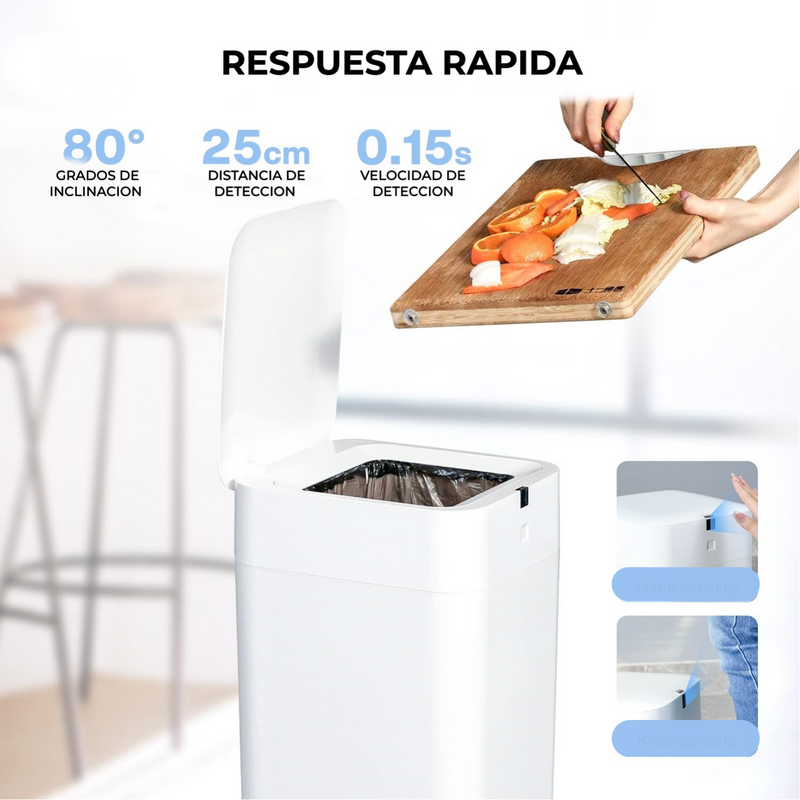 Basurero inteligente con autosellado y cambiador de bolsa automático, sensor de movimiento Papelera Robotica Airdeer