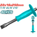 Cincel de 22 mm cabeza, mango 16 mm largo 250 mm. Alta calidad igual a stanley