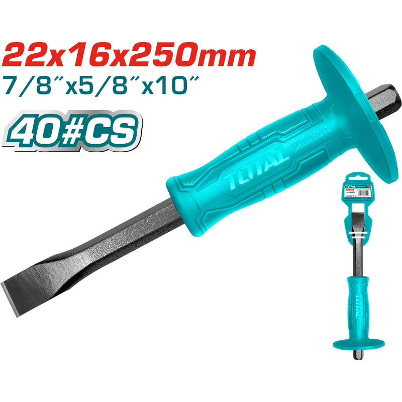 Cincel de 22 mm cabeza, mango 16 mm largo 250 mm. Alta calidad igual a stanley