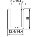 U-Channel  Vidrio de 10 mm de Aluminio. Alto 19 mm. Largo de 3 m. Acabado Brillante
