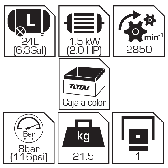 Compresor de aire 2Hp 24L 110V