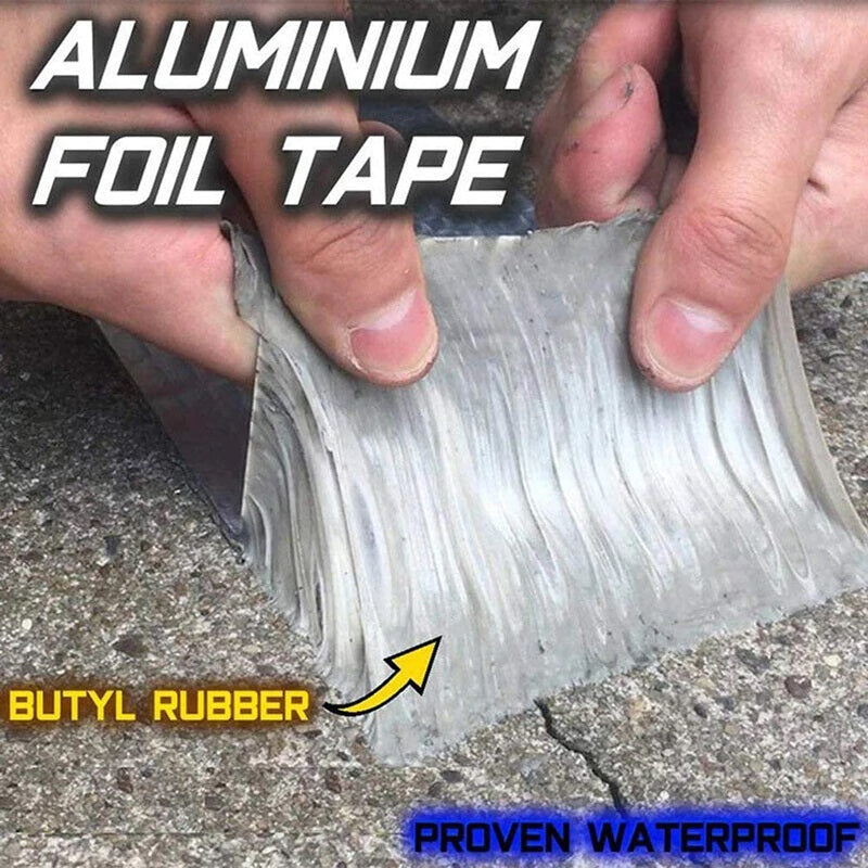 Cinta tapagoteras goma de butilo y aluminio iSeal-Band para filtraciones de techo. 4¨ancho x 5 mts largo duración 30 años. sellado definitivo