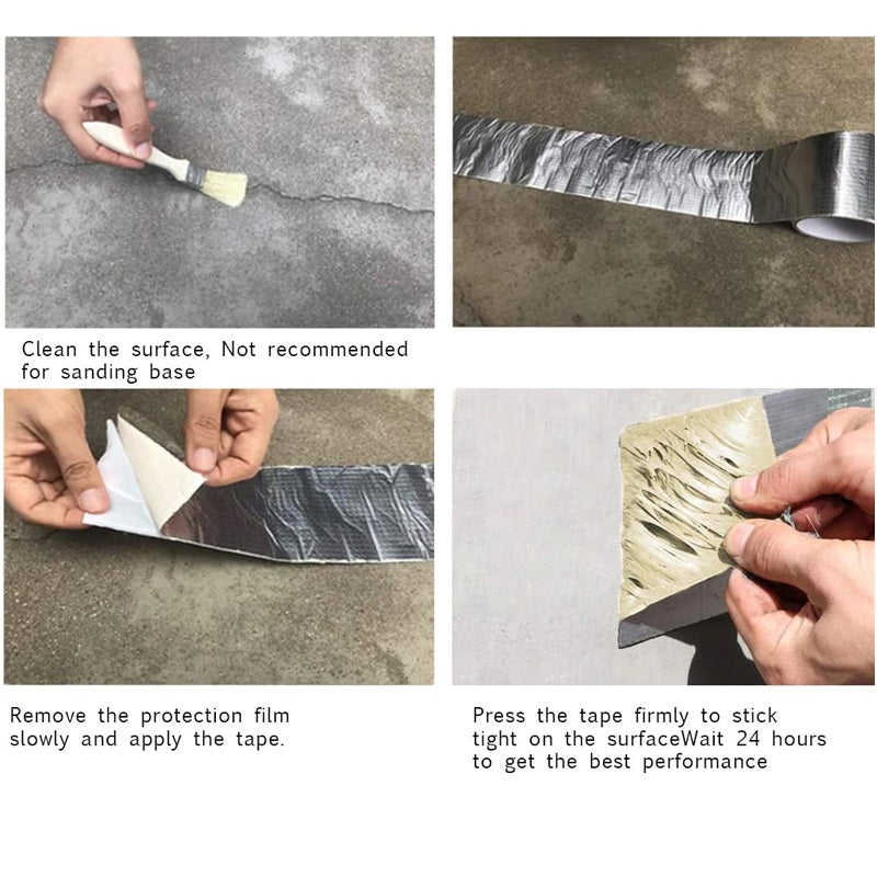 Cinta tapagoteras goma de butilo y aluminio iSeal-Band para filtraciones de techo. 4¨ancho x 5 mts largo duración 30 años. sellado definitivo