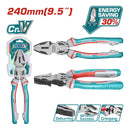 Alicate de combinacion 9.5"/240mm Cr-V. De alto apalancamiento ahorran el 30% de la fuerza aplicada.