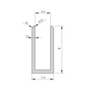 U-Channel Vidrio de 10 - 12 mm de Aluminio. Alto 40 mm. Largo de 3.5 m. Acabado Satinado