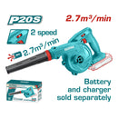 Soplador Total inalámbrico 20V. No incluye Batería Ni Cargador. Batería litio. 18000 rpm.