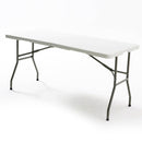 Mesa plástica plegable de 6 pies x 2 pies (HDPE) con marco de acero revestido. Medidas 180 cm x 74