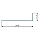 AR-13 Angulo forma L de 4"x1"  Espesor 1.6 mm. Largo 5.85 mts. Acabado Anodizado Silver 15 Mi