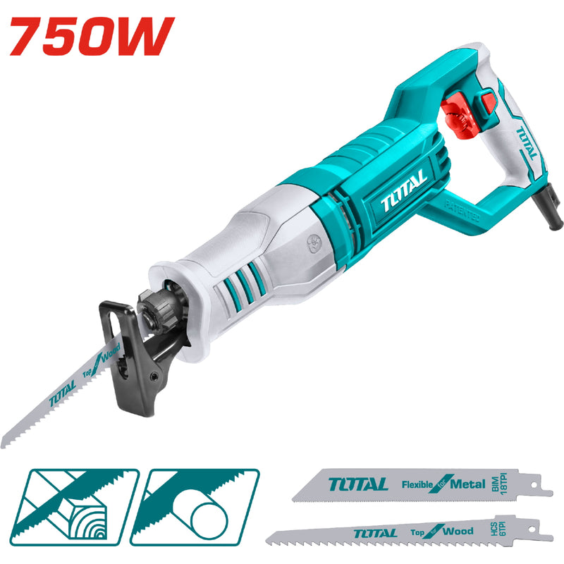 Sierra sable reciproca, Voltaje 110-120V~50/60Hz, Potencia de 750W,Velocidad sin carga:900-3300rpm