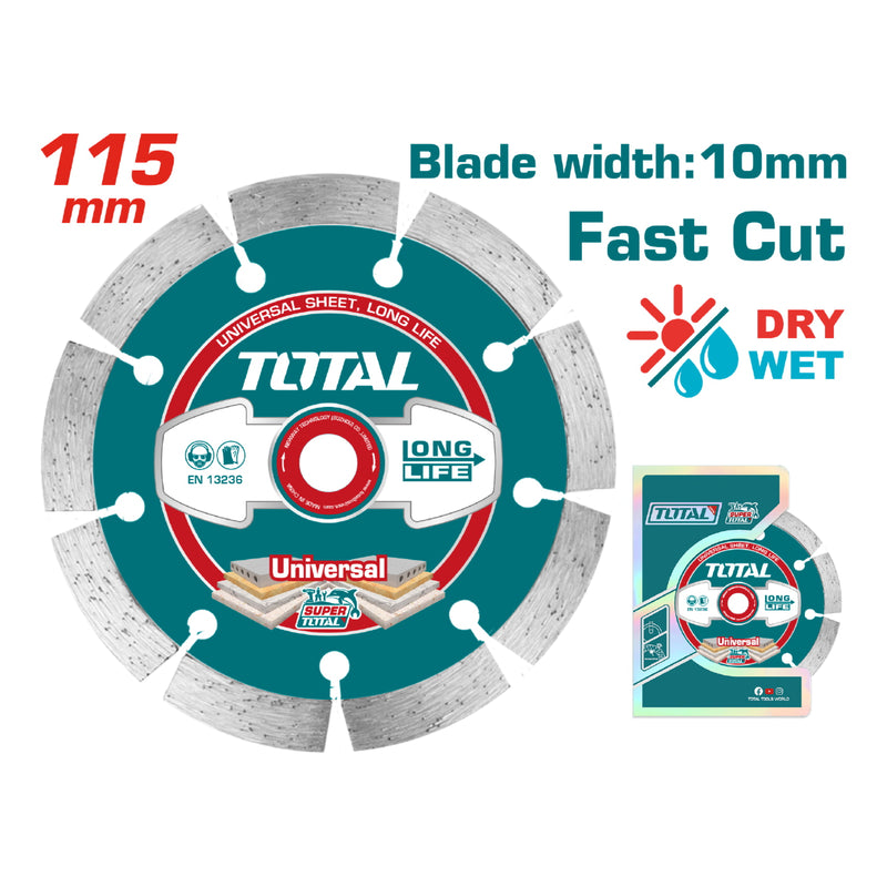 Disco de diamante para concreto 115 X 22mm segmentado para corte en seco