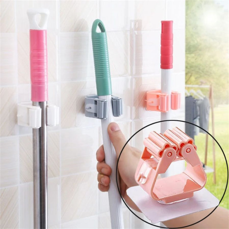 Soporte gancho organizador de pared autoadhesivo para escoba, trapeador