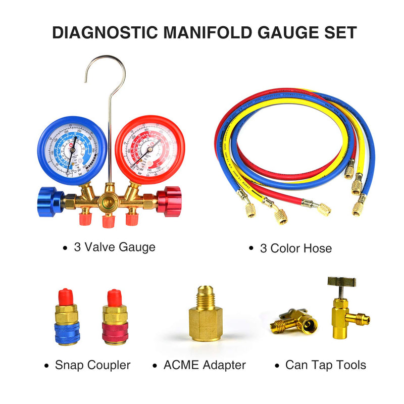 Manometros de Diagnóstico de presion para refrigeracion. Funciona con R410, R22 y R134A.
