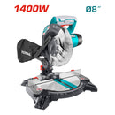 Ingleteadora 1400W diam. de hoja 210mm(8") 5000rpm. Base de alum. Max corte55x120mm. Incluye 1sierra