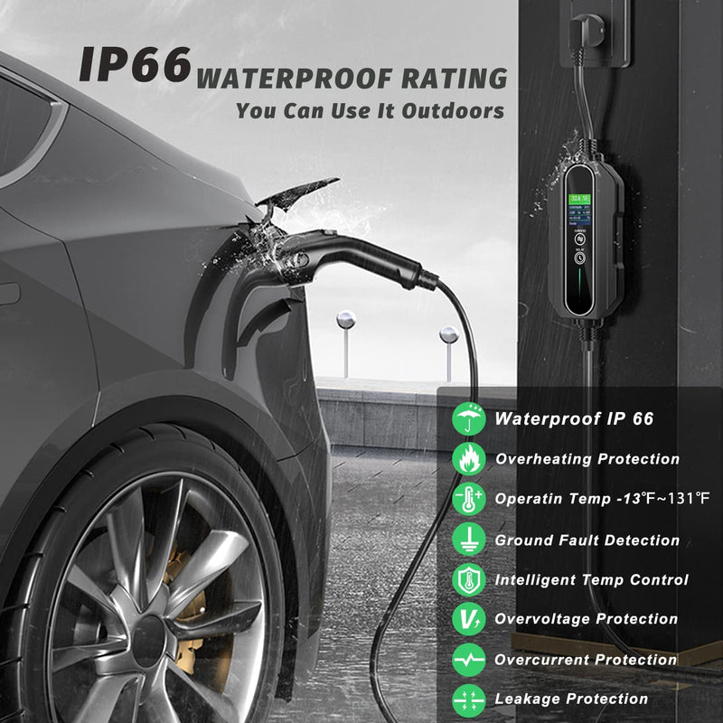 Cargador carros electricos EV nivel 2 y 1, 10-32 amp, 110V-240V, de 25 pies (tipo 1- J1772)