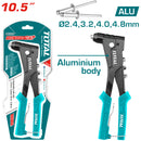 Remachadora manual 10.5" Cuerpo de aluminio.Compatible con remaches de 2.4mm, 3.2mm,4mm,4.8mm