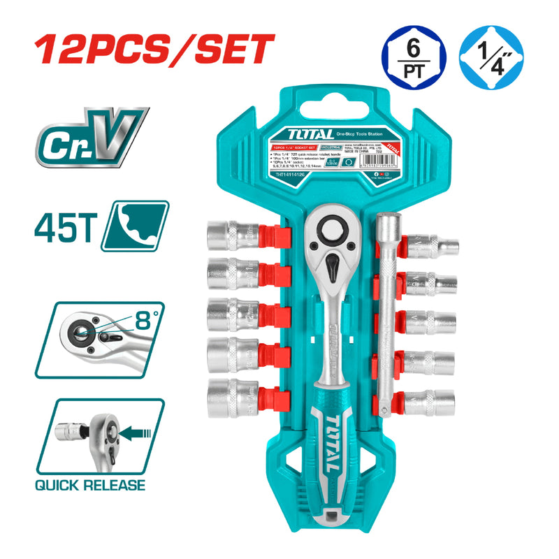 Juego de dados de 1/4 de 12 pzas. CR-V. Acero de Alta Calidad.