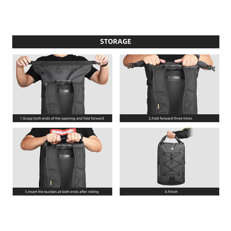 Bolso dry bag 100% impermeable 25L Negro Rhinowalk