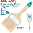 Brocha de 4" (100mm). Largo 57mm grueso del pelo 18.5mm. Mango de madera.
