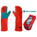 (1 par) Guantes de soldador largos de 16". Cocido con kevlar para evitar que se queme.