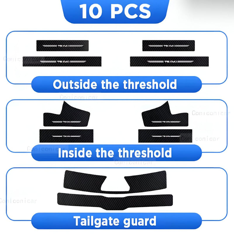 Protector de puertas y maletero para Forthing T5 EVO. Adhesivo de protección. Set de 10 piezas.