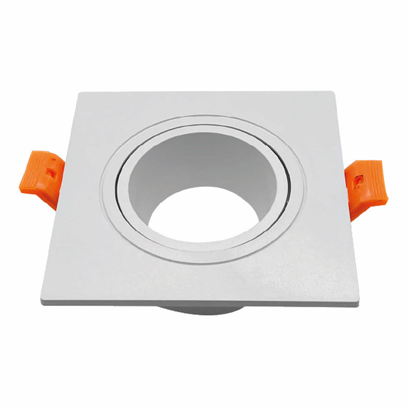 Aro empotrable soporte Ojo de Buey 1xGU10 Plástico Blanco para Interior y Exterior.Φ92x25mm. Direccionable. Cuadrado.Incrustable