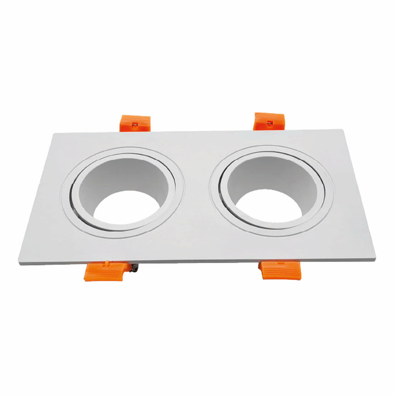 Aro empotrable Ojo de Buey Doble GU10 Plástico Blanco para Interior y Exterior. Φ92x173x25mm. Dirigible.Rectangular. Incrustable