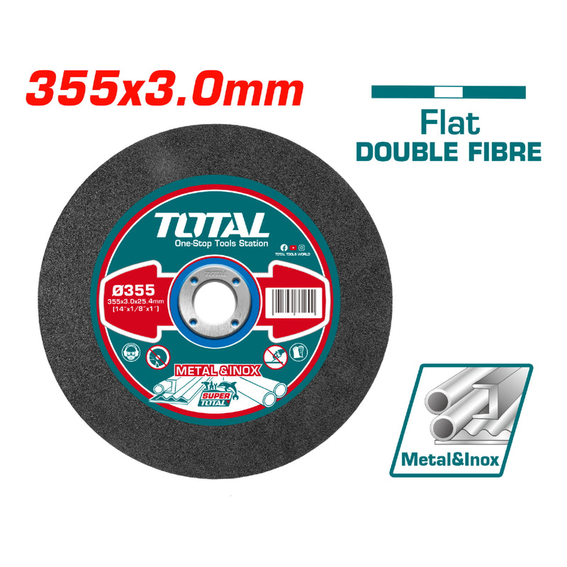 Disco de corte para metal plano 355 mm ( 14" )X 3.0mm ( 1/8" )X 25.4mm ( 1"). Para tronsadora