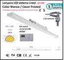 Lampara Lineal comercial 60 cm Blanca 6500K frosted 3200lm 20W DIP ajustable 14/16/18/20W CRI90 3 Cables AC100-227V