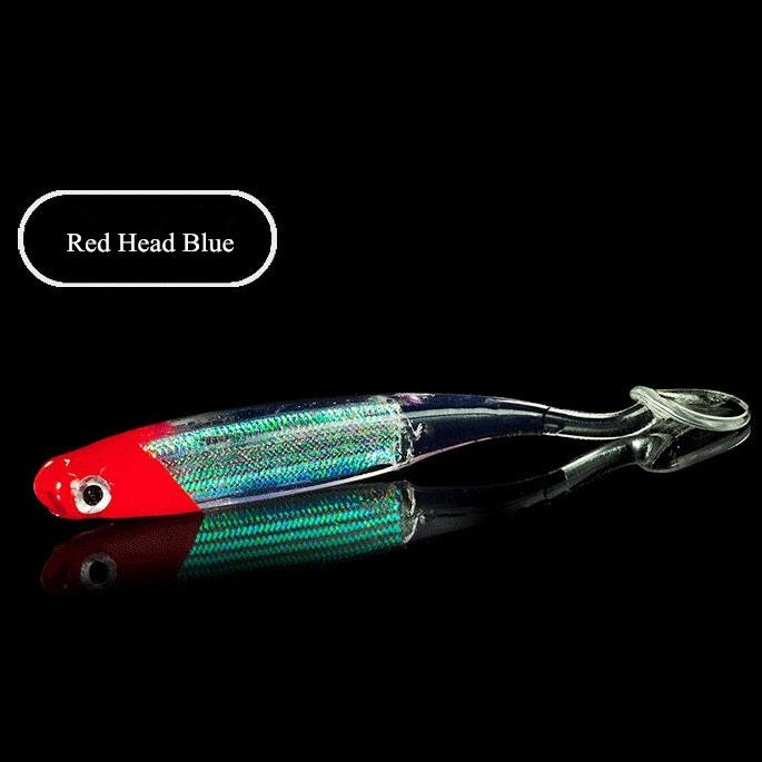 Señuelo de goma 10.5 cm suave 5 Uds. Color azul con cabeza roja