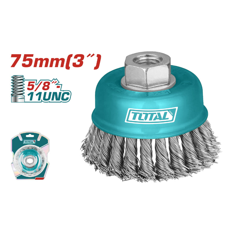 Disco de alambre Enroscado 3" con rosca 5/8" 11 UNC. Diametro alambre 0.3 mm. (N1-P2-L13-02-02)