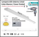 Lampara colgante Lineal comercial 1.5m Blanca frosted 7000lm DIP 35-50W ajustable 4000K/5000K/6500K CRI90 3 Cables AC100-227V