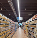 Lampara colgante Lineal comercial 1.5m Blanca frosted 7000lm DIP 35-50W ajustable 4000K/5000K/6500K CRI90 3 Cables AC100-227V